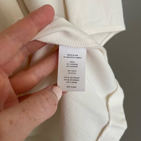 Helmut Lang Long Sleeve Crepe Shift Dress Ivory Cream Size Small Chic Clean Girl - Picture 16 of 16